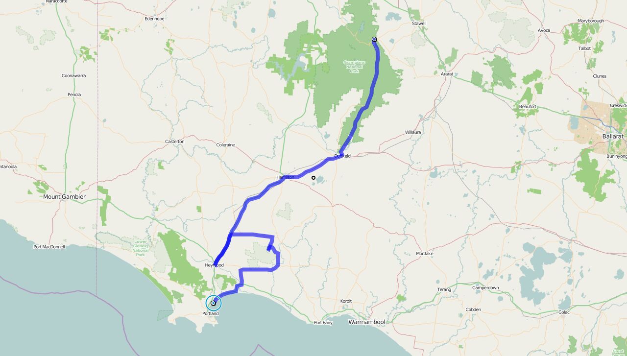 Von Hallsgap nach Portland