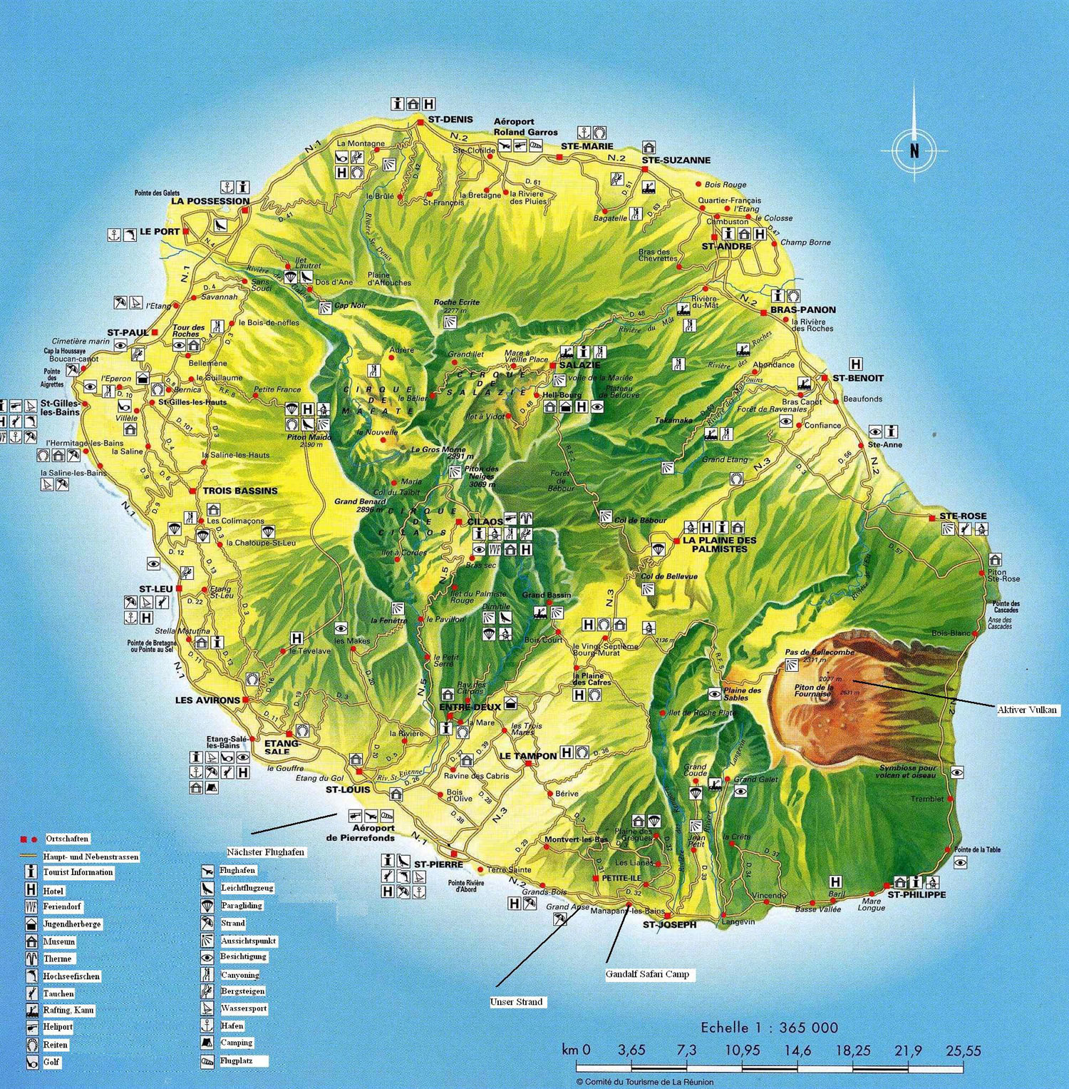 La Reunion Karte mit Orten